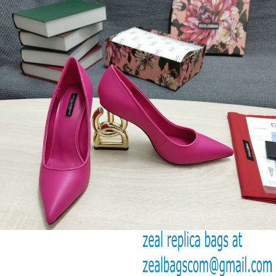 Dolce  &  Gabbana Heel 10.5cm Leather Pumps Fuchsia with DG Pop Heel 2021